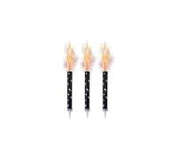 3-Pack Premium Black Ice Fountain Cake Sparklers - 12cm Indoor Safe Sparkler Candles - 30-Second Burn, Smokeless Party Fountain for Cakes, Bottles, Birthdays, Weddings & Celebrations