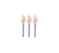 3-Pack Premium Blue Ice Fountain Cake Sparklers - 12cm Indoor Safe Sparkler Candles - 30-Second Burn, Smokeless Silver Spark Fountain for Cakes, Bottles, Birthdays & Celebrations