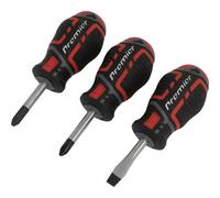 3 PACK Premium Stubby Screwdriver Set - Slotted Phillips & POZI - 38mm Mini