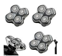 3 Pack Pro 4 Shaver Replacement Heads for Skulls Pitbulls Series Gold PRO, Silver PRO, Platinum PRO, Butterfly Kiss PRO, Floating 4 Heads Electric Razor Refills + 1 Cleaning Brush