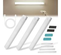 3 Pack Punch-Free Smart Sensor Magnetic Rechargeable Led Lights, Under Cabinet Kitchen Lights, Motion Sensor Light Indoor, USB-C, for Indoor Closet, Hallway, Kitchen (White Light, 10CM/4IN)
