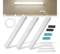 3 Pack Punch-Free Smart Sensor Magnetic Rechargeable Led Lights, Under Cabinet Kitchen Lights, Motion Sensor Light Indoor, Rechargeable Motion Activated Cabinet Lights (White Light, 20CM / 8IN)