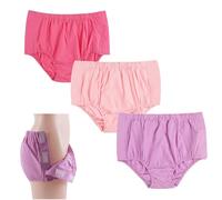 3-Pack Pure Cotton Post-Operative Briefs Features Tear-Away Side Seams for Easy Removal and is Reusable, Making it Ideal for Incontinence Care.(Pink+Beige+Purple,Medium)