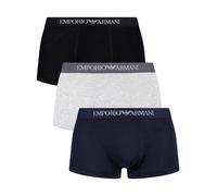 3 Pack Pure Cotton Trunks Marine/Grey Melange/Black S