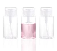 3 Pack Push Down Pump Dispenser Empty Push Top Bottles Containers for Nail Polish Makeup Remover Micellar Water Facial Toner 6.7oz/200ML