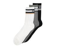 3 Pack QS Rib Stripe Logo Socks 960 White Grey Black