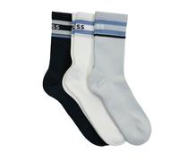 3 Pack QS Rib Stripe Logo Socks 961 Blue White Navy