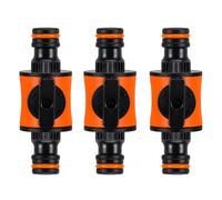 3 Pack Quick-Release Hose Connectors and Fittings, Quick Release Double-Tap | Nozzle Valve, Tap Two-Way Double Connector, in-line Shut-Off Valve for Garden Pipe, Release Garden Hose Connector Fittings