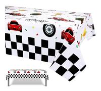 3 Pack Racing Car Plastic Table Cover Car Theme Party Decorations, Disposable Plastic Rectangular Table Covers, Racing Car Parties Tablecloth Summer Beach Kids Birthday Cocktail Party Supplies