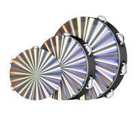 3 Pack Radiant Tambourine with Metal Jingles Single Row, 6/8/10 Inch Wooden Reflective Tambourines, Percussion Musical Instrument Handheld Tambourine Drum for Adults, Church, Party, Dance, KTV