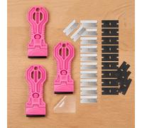 3 Pack Razor Blade Scraper Tool with 24 Extra Blades, Heavy Duty Glass Scraper for Cleaning Glass Stove Top, Oven Door, Cooktop, Window, Paint, Stickers, Decals & Caulk Remover