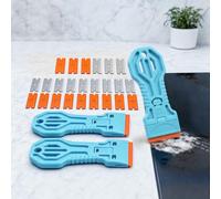 3 Pack Razor Blade Scraper Tool with 24 Extra Blades, Heavy Duty Glass Scraper for Cleaning Glass Stove Top, Oven Door, Cooktop, Window, Paint, Stickers, Decals & Caulk Remover