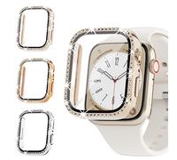 3-Pack Rc-Z Bling Case for Apple Watch 40mm SE (2nd Gen) Series 6 5 4 Screen Protector, Women Glitter Diamond Rhinestone Bumper Face Cover for iWatch Accessories 40 mm