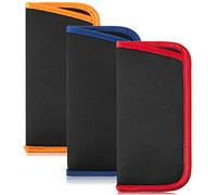 3 Pack Reading Glasses Pouch - Soft Eyeglasses Bag Portable Cloth Eyewear Case, 3 Pack (Blue,orange,red), Large