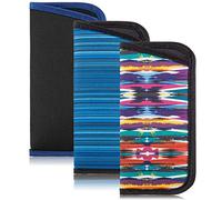 3 Pack Reading Glasses Pouch - Soft Eyeglasses Bag Portable Cloth Eyewear Case, Blue, Blue Stripe, Rainbow, Large