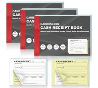 3 Pack Receipt Book A6 Cash Receipt Book Duplicate Numbered 1-50 per Book 52gsm Carbonless NCR Invoice Book Microperforated Tear Out for Self Employed Small Business Home Office Charity Shop Warehouse