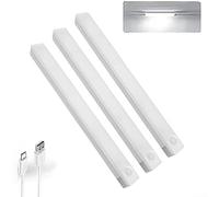 3 Pack Rechargeable Wireless LED Motion Sensor Night Lights for Cabinets and Staircases, Automatically Turns On with Motion Detection (White light)