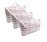 3 PACK Red 100x60x25cm XXL Jumbo Durable Reusable Foldable Waterproof Zipped Laundry Bags Heavy Duty Strong Clothing Wardrobe Storage Moving House Shopping Toy Decorations Storage Bags
