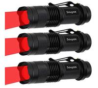3 Pack Red Light Flashlight,3 Modes Red Led Flashlight,Zoomable Long Range Red Hunting Light Red Flashlight Torch with Clip for Hunting,Detector,Night Observation