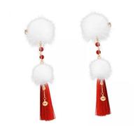 3 Pack Red Tassel Hair Clips for Chinese Clothing, Halloween, and Festivals