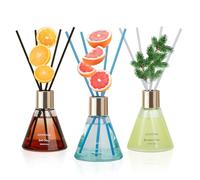 3 Pack Reed Diffusers with 24 Fiber Sticks,Citrus Cedar Grapefruit Scent Diffuser for Home Shelf Decor,Last Up 60 Days