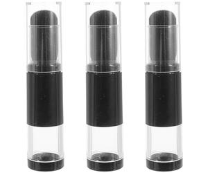 3 Pack Refillable Powder Brush with Pressure Dispensing Bottle Black | Plastic Body, Rotary Lock Lid, Soft Fibre Bristles, for Setting and Contour Powder, Travel Touch-ups