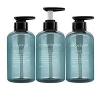 3 Pack Refillable Shampoo and Conditioner Bottles, 300ml Plastic Empty Shampoo Conditioner Dispenser for shower, Shampoo Bottle Pump Dispenser for Bathroom or Hotel