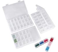 3 Pack Removable Diamond Embroidery Box, Each Clear Storage Box with 28 Mini Compartments Grids, 5D Diamond Painting and Cross Stitch Tools Accessory Containers for DIY Art Craft
