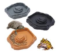 3 Pack Reptile Feeder Bowl Food and Water Dish Anti-Slip Reptile Feeding Basin with Ramp for Lizard Snake Gecko Tortoise