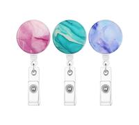 3-Pack Retractable Badge Reel Set with Key Ring & Belt Clip - Holder for Employees Teachers Nurses Students | ABS Nylon Stainless Steel | 11x16x1.8cm