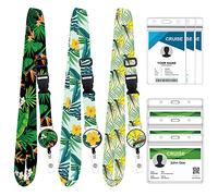 3 Pack Retractable Cruise Lanyard, Adjustable Cruise Ship Lanyard with Id Badge Reel Holder & Detachable Buckle, Key Card for Carnival Royal Caribbean Cruises, Essential Cruise Accessories（B