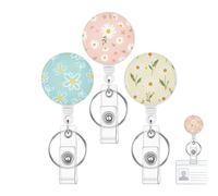 3-Pack Retractable Holder with Key Ring - Versatile Badge Clip for Teachers Nurses Students | Clear Window Exhibition Pass Sleeves with Retractable Cord and Alligator Clip | Attaches to Wallet