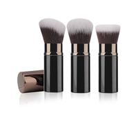 3 Pack Retractable Makeup Brush Set, Travel-Friendly Kabuki Brushes for Foundation, Blush and Sunscreen Application for Blush Bronzer Buffing Loose Powder