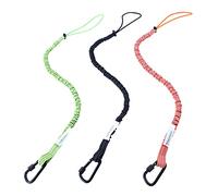 3 Pack Retractable Tool Lanyard, Safety Fall Protection Tools Leash with Aluminum Screw Lock Carabiner Clip and Adjustable Loop End, Tough Scaffold Tether for Construction Roofing (Black+Orange+Green)