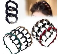 3 Pack Retro High Skull Pearl Headband, Vintage High Cranium Artificial Pearl Hairband for Women, Voluminous Comb Headband, Fashion Reversible Cranium Head Band for Hair Hairn on Slip(Set F)