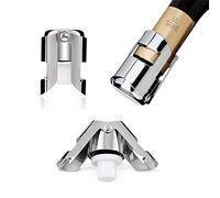 3 Pack Reusable Champagne Stoppers, Stainless Steel Wine Sparkling Bottle Cork Set with a Built In Sealing Plug,Sealer for Cava, Prosecco (Silver)