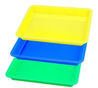 3 Pack Reusable Children Messy Play Trays, 27.5×21.2cm Colourful Sensory Plastic Trays, Multi-Purpose Storage Trays for Kids Crafts, Toys & Building Blocks