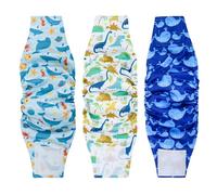 3 Pack Reusable Dog Belly Bands for Male Dogs, Washable and Adjustable Dog Nappies for Incontinence, Marking, Training Super Absorbent (Light Color, S, count, 1)