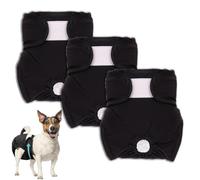3 Pack Reusable Dog Nappies for Females Washable Black XL