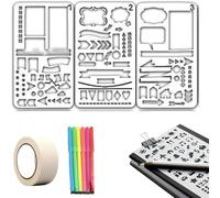 3-Pack Reusable Handmade Flexible Record Template, Versatile Drawing Template Kit, Reusable Planner Templates Stencil Set, for Dot Grid Journaling Checklists Boxes Lines & Daily Planning (3PCS)