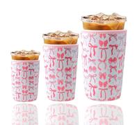 3 Pack Reusable Iced Coffee Cup Sleeve Beverage Holder for 16-32 Ounces Coffee Sleeve for Iced & Hot Drinks Pink Drink Sleeve for Cold Beverages Compatible with Starbucks Dunkin Coffee Cup and More