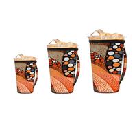 3 Pack Reusable Insulated Neoprene Coffee Cup Sleeve, Abstract Wave Point Art Colorful Durable Coffee Cup Holder for Hot Cold Drinks