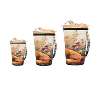 3 Pack Reusable Insulated Neoprene Coffee Cup Sleeve, Cartoon Foxes in The Flowers Animals Print Durable Coffee Cup Holder for Hot Cold Drinks