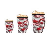 3 Pack Reusable Insulated Neoprene Coffee Cup Sleeve, Christmas Red Candy Cane Durable Coffee Cup Holder for Hot Cold Drinks