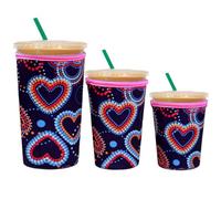 3 Pack Reusable Neoprene Iced Coffee Sleeve Insulated Coffee Cup Cozy Cover Drink Holder Fit Cold Hot Beverage Tumblers