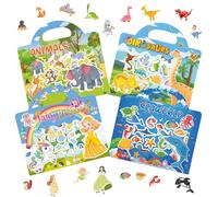 3 Pack Reusable Sticker Book,Toys for Age 2 3 4+ Kids Girls Boys Toddlers，3D Animal Vehicles Dinosaur Sticker Book Scene Storybook Toddlers Sticker Books Educational Learning Toy Gifts (Style X)