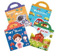 3 Pack Reusable Sticker Book,Toys for Age 2 3 4+ Kids Girls Boys Toddlers,3D Animal Vehicles Dinosaur Sticker Book Scene Storybook Toddlers Sticker Books Educational Learning Toy Gifts (Style F)