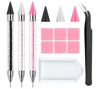 3 Pack Rhinestone Picker Tool Dotting Pen with 3 Wax Tips, Wax Pencil for Rhinestones with Tray, Diamond Pickup Tool Gem Jewel Applicator, Rhinestone Tool for Crafting Bedazzling DIY Nail Art