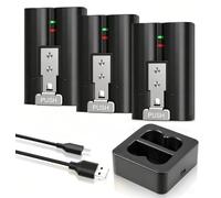 3-Pack Ring Battery Replacement 6040mAh with Dual Charging Station for Ring Doorbell 2/3/3 Plus/4, Stick Up Cam, Spotlight Cam & Peephole Cam