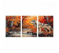 3 Pack River Diamond Art Kits Adults, Wolf Diamond Painting, DIY Crystal Art Kits for Adults, Full Drill Paint by Numbers 12 x 8 in x 3, Rhinestone Cross Stitch Embroidery Crafts Room Decor ZSHS-3495